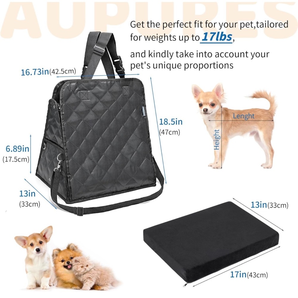 Aupures Dog car seat, Dog Travel Bag - Portable Dog Booster Car Seat Small Dog. - Picture 5 of 12